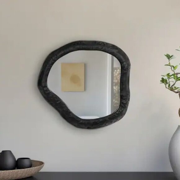 14" Hammered Outlined Mirror, Matte Black from India NWT Sagebrook Home (W4499) - Picture 1 of 9